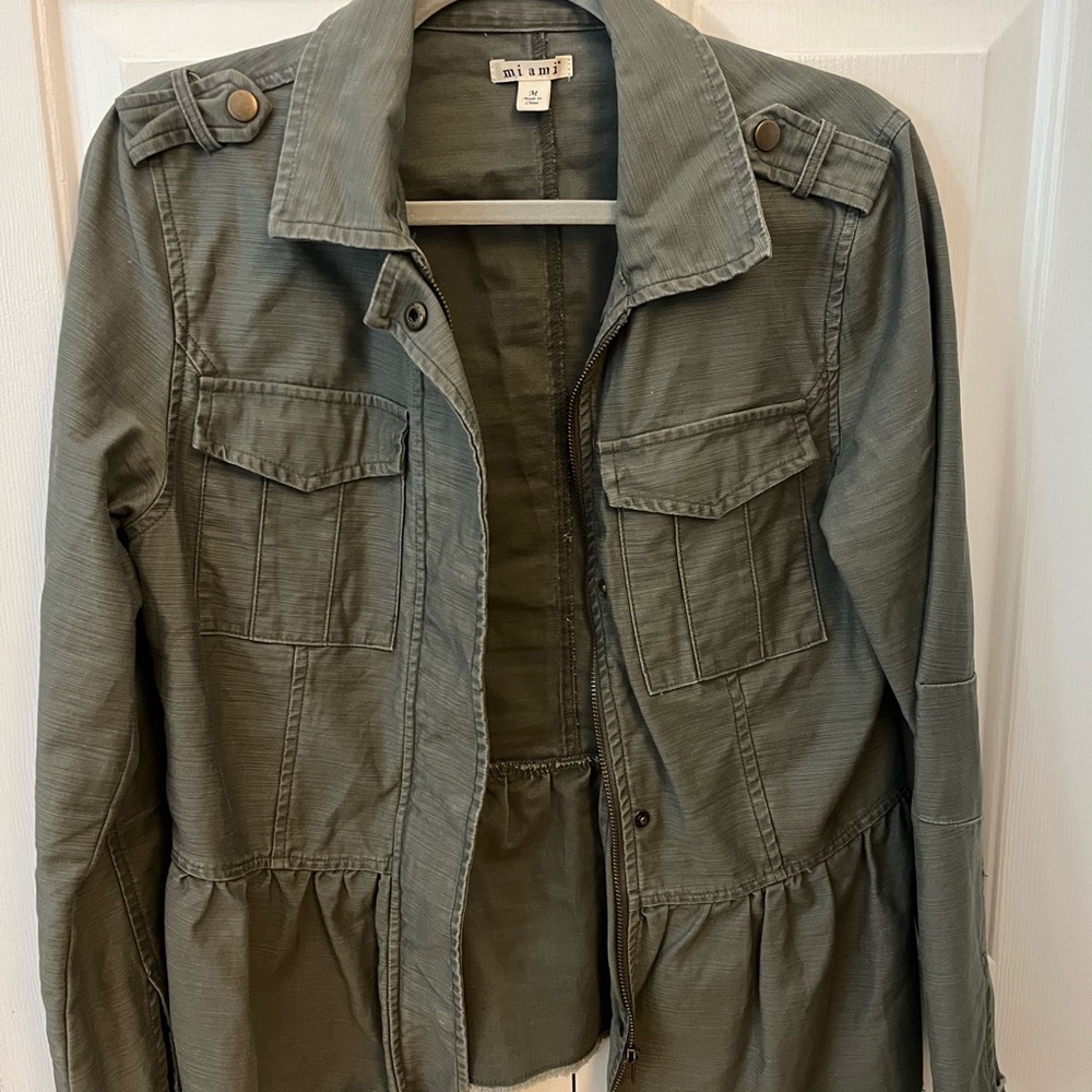 Miami Green Utility Jacket with Epaulettes